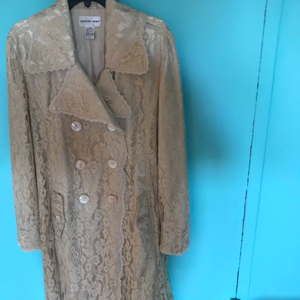 Double breasted lace trench coat